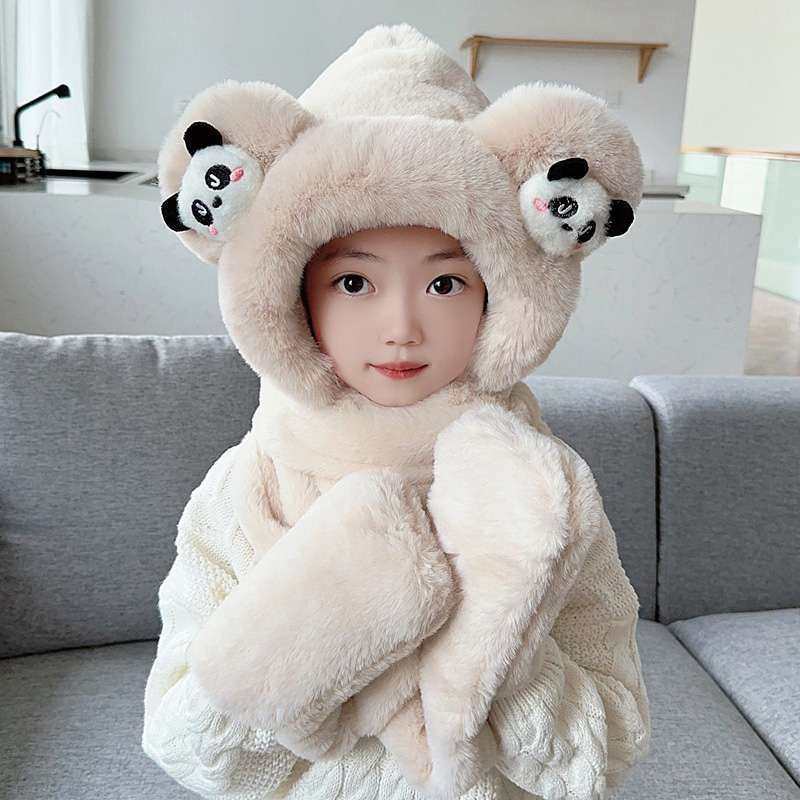 儿童帽子冬季新款男女童护耳帽加厚保暖宝宝毛绒帽围巾手套一体帽,服饰配件/皮带/帽子/围巾,防晒帽,淘宝优惠券,粉丝福利购,淘宝优惠卷