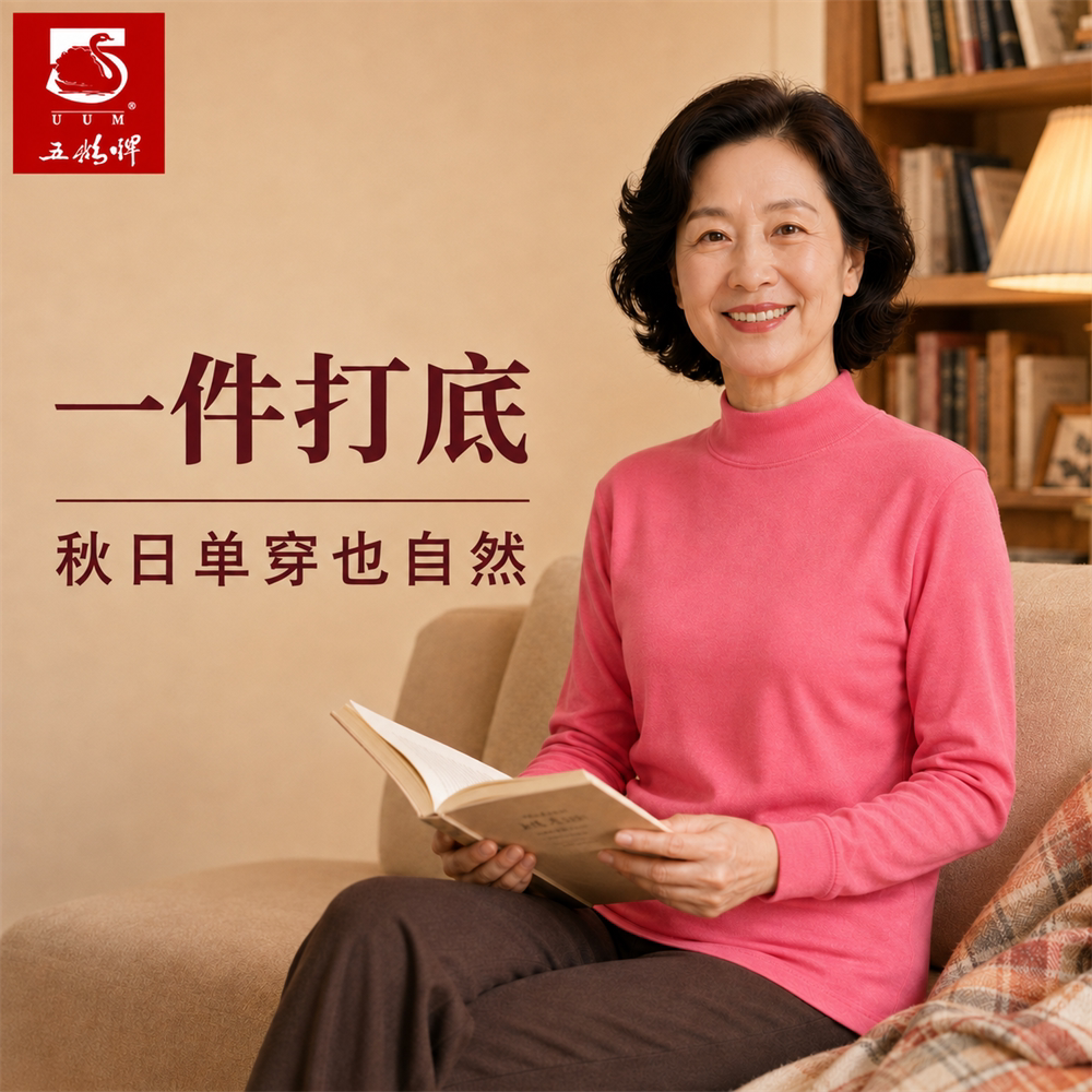 纯棉秋衣五鹅保暖半高领