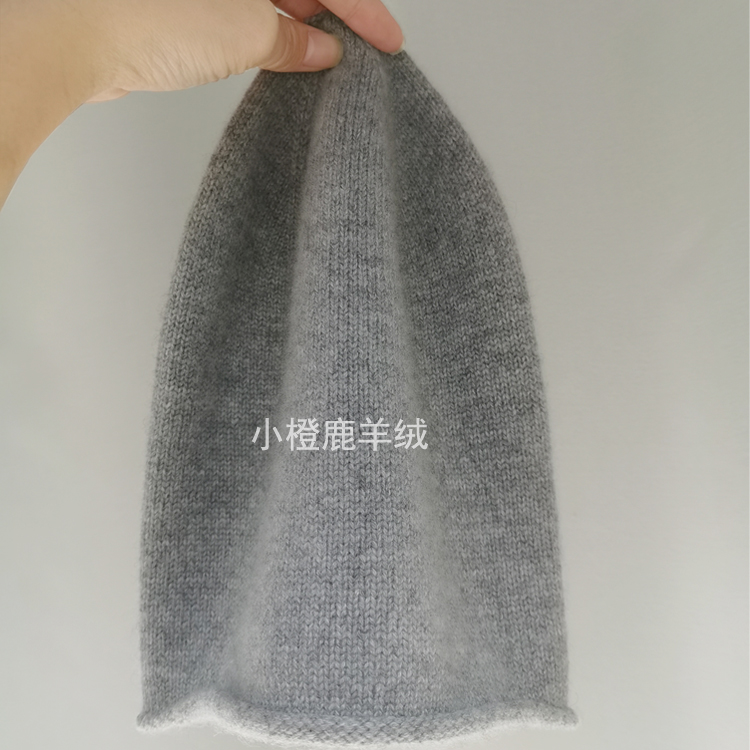 康赛妮100%纯山羊绒帽子男女保暖针织卷边堆堆冷帽 欧美休闲COS风