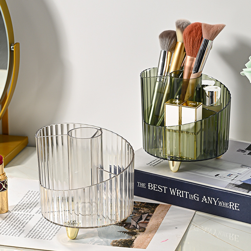 日本进口MUJIE化妆刷收纳桶便携大容量笔筒高级透明轻奢口红香水