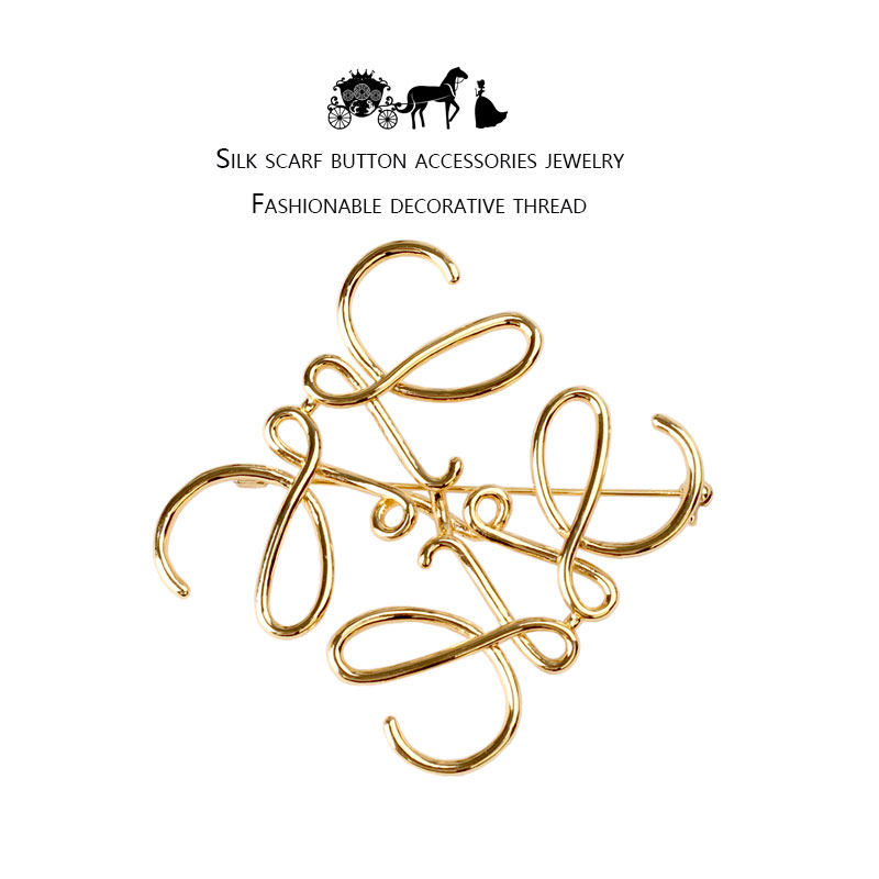 高级感lo罗经典字母几何镂空百搭方形胸针高档女气质西装配饰别针