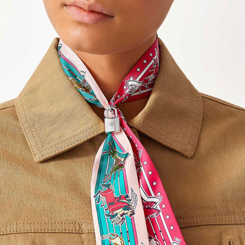 铂金迷你挂锁两用打结方巾扣