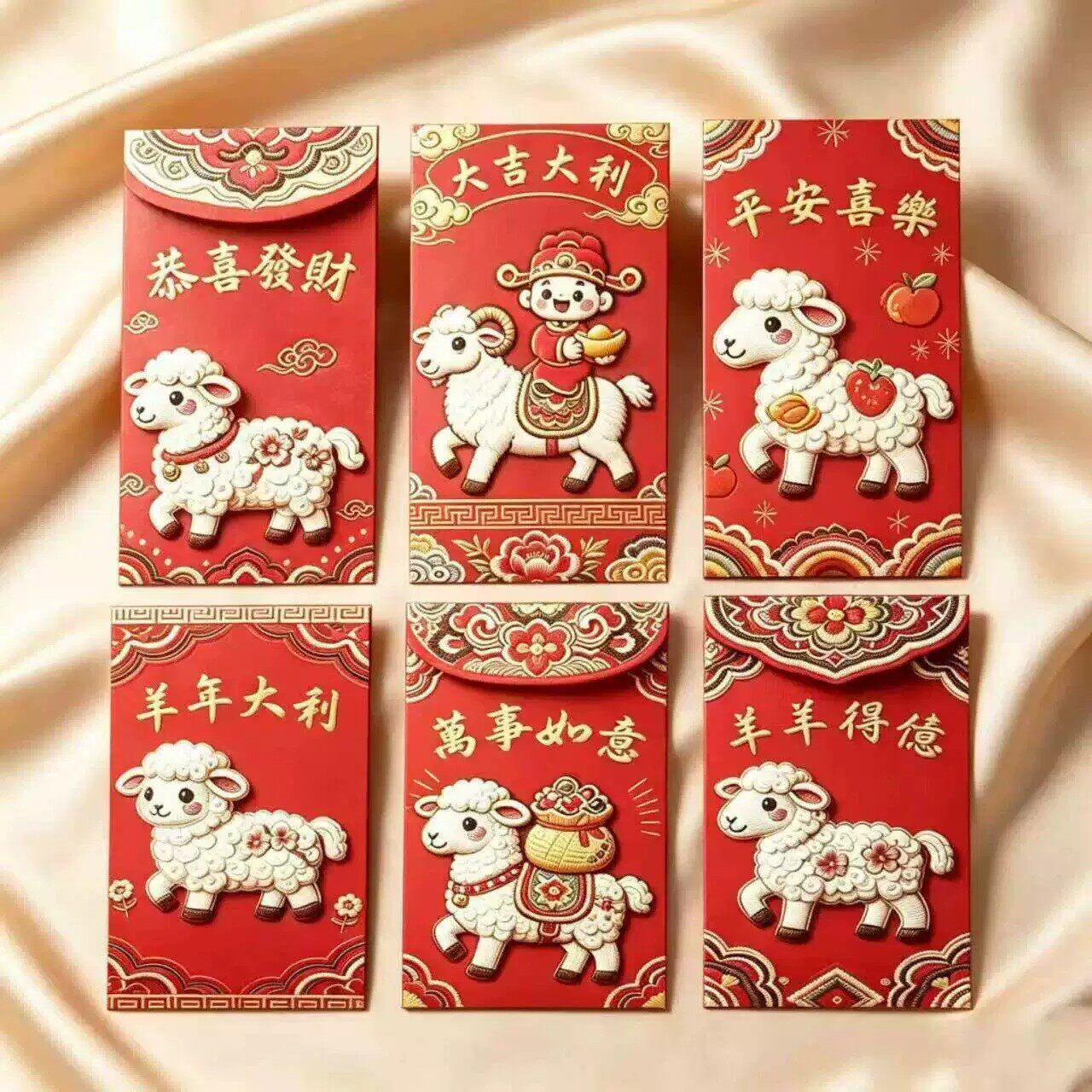 新年卡通可爱春节通用春节2027新款羊年刺绣风红包个性创意立体