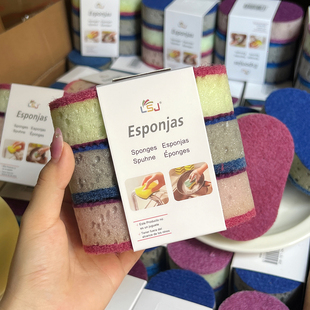 厨房洗碗擦彩色洗碗白洁布三支装不沾油锅双面厨房洗碗刷锅海绵擦