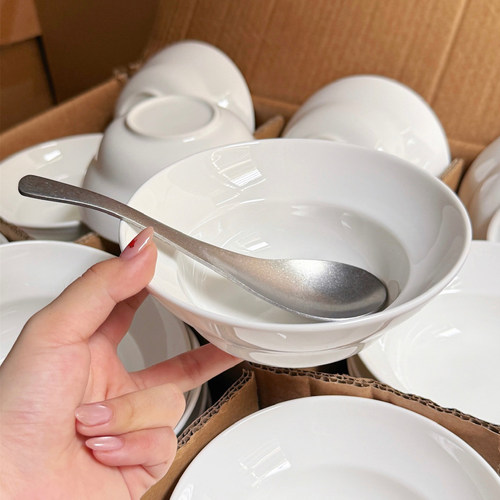德化米白陶瓷6英寸葫芦碗糖水店专用甜品碗沙拉高颜值冰淇淋雪糕