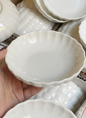 德化白瓷家用调味碟酱油醋碟火锅蘸料碟烤肉陶瓷小食碟餐厅餐具
