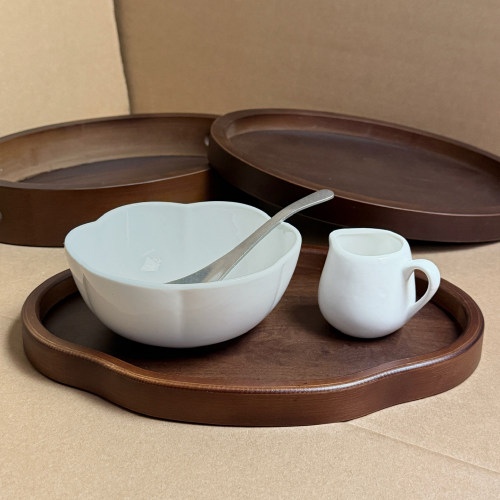 木质托盘糖水碗托盘胡桃木餐用托盘燕窝碗甜品碗糖水碗大满贯拖盘