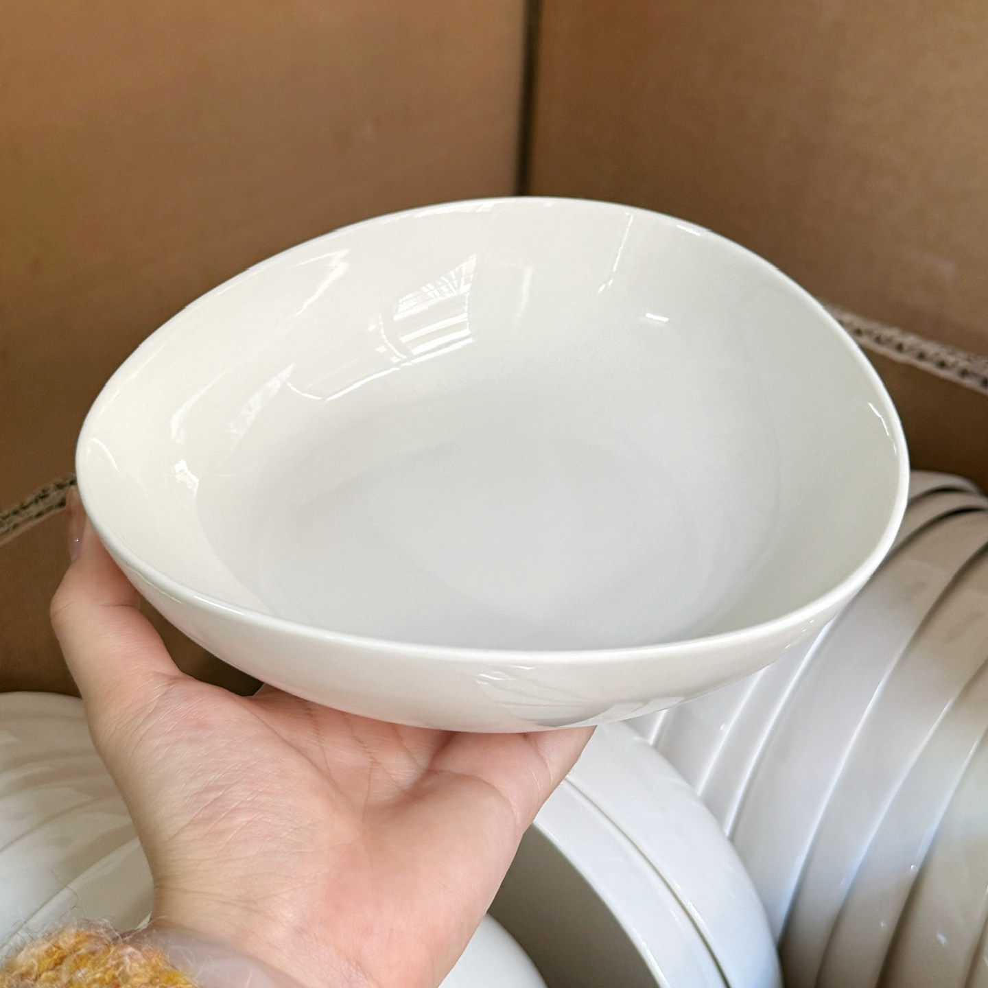 德化白瓷ins风异形亲子沙拉碗