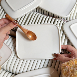 德化米白陶瓷吐司盘火锅备菜盘小零食盘吐骨碟墨盘浅盘糕点甜品盘