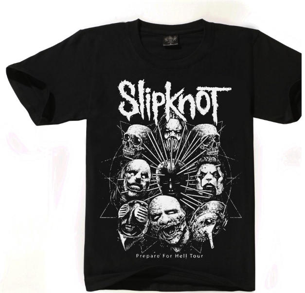 100%纯棉slipknot t-shirt 男士短袖复古摇滚t恤活结乐队数码直喷