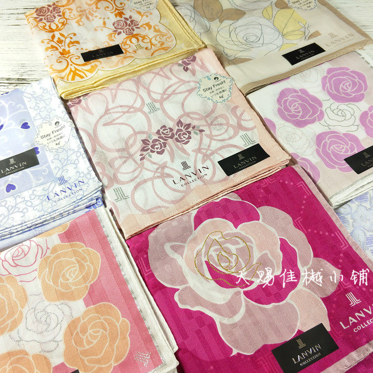 日本lanvin手帕浪凡女士绢棉方巾手绢伴手礼物现货包邮女