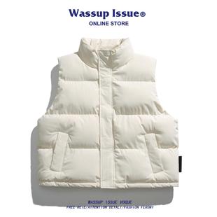 WASSUP ISSUE美式工装马甲男款秋冬季马夹棉服加厚无袖坎肩外套男