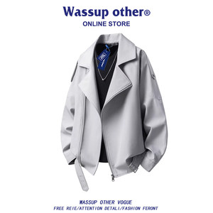 WASSUP OTHER美式复古翻领休闲夹克男款春秋高级感潮牌拉链外套男