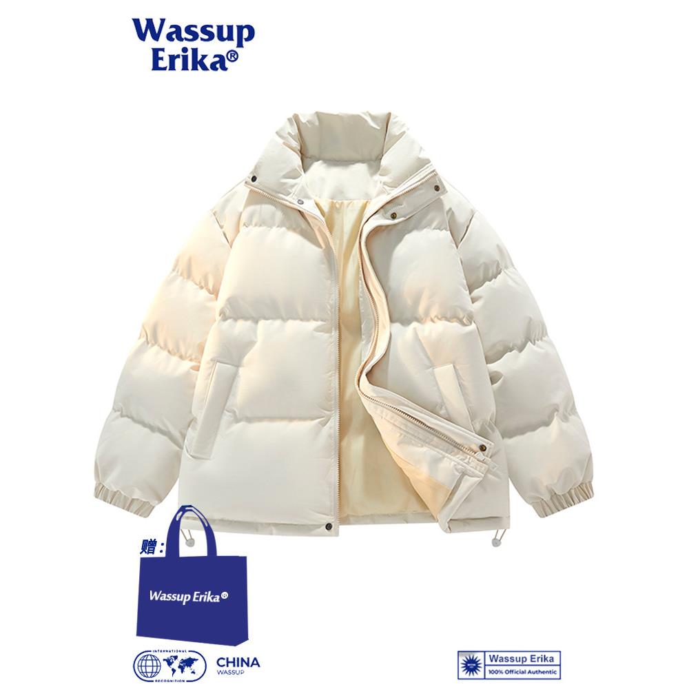 WASSUP ERIKA日系加厚立领汤圆风穿搭面包服男冬季保暖纯色棉衣女