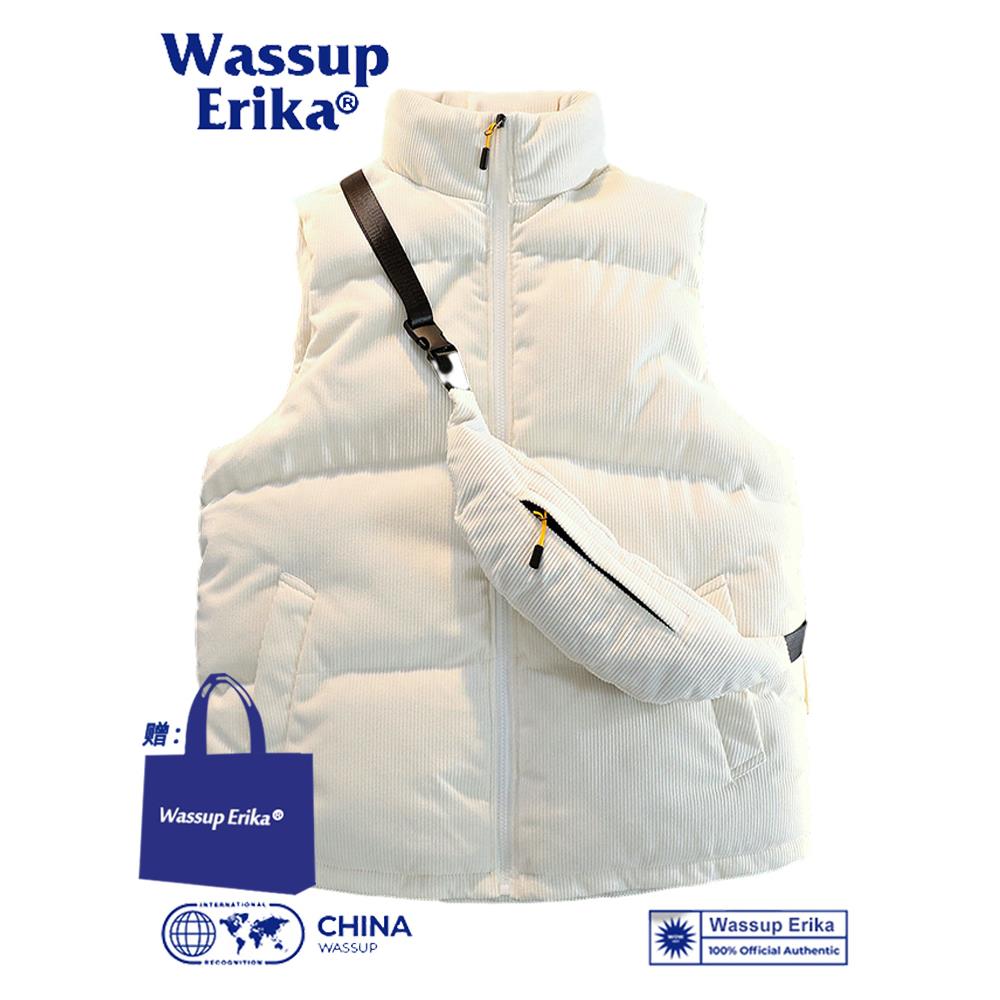 WASSUP ERIKA灯芯绒棉马甲男士冬季立领坎肩背心保暖羽绒棉服外套