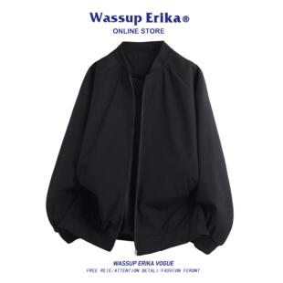WASSUP ERIKA日系简约飞行员夹克男2025年秋冬宽松立领百搭棒球服