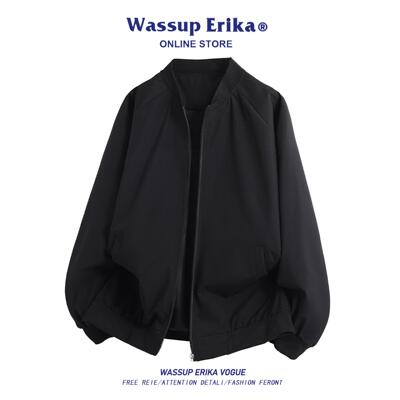 WASSUP ERIKA日系简约飞行员夹克男2025年秋冬宽松立领百搭棒球服