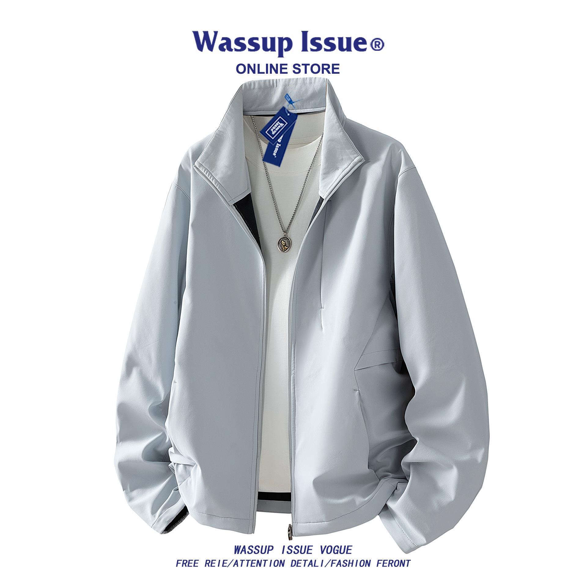 WASSUP ISSUE美式立领飞行夹克男款春秋潮牌宽松百搭冲锋衣外套男