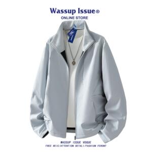 WASSUP ISSUE美式立领飞行夹克男款春秋潮牌宽松百搭冲锋衣外套男
