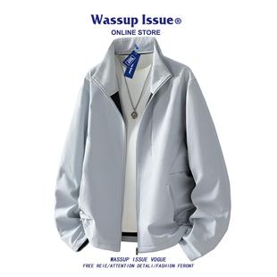 WASSUP ISSUE美式立领飞行夹克男款春秋潮牌宽松百搭冲锋衣外套男
