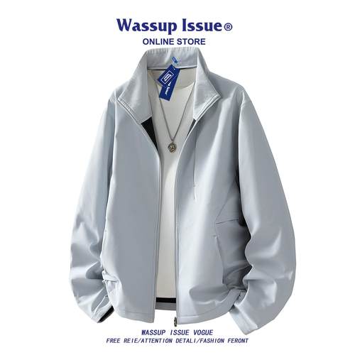 WASSUP ISSUE美式立领飞行夹克男款春秋潮牌宽松百搭冲锋衣外套男