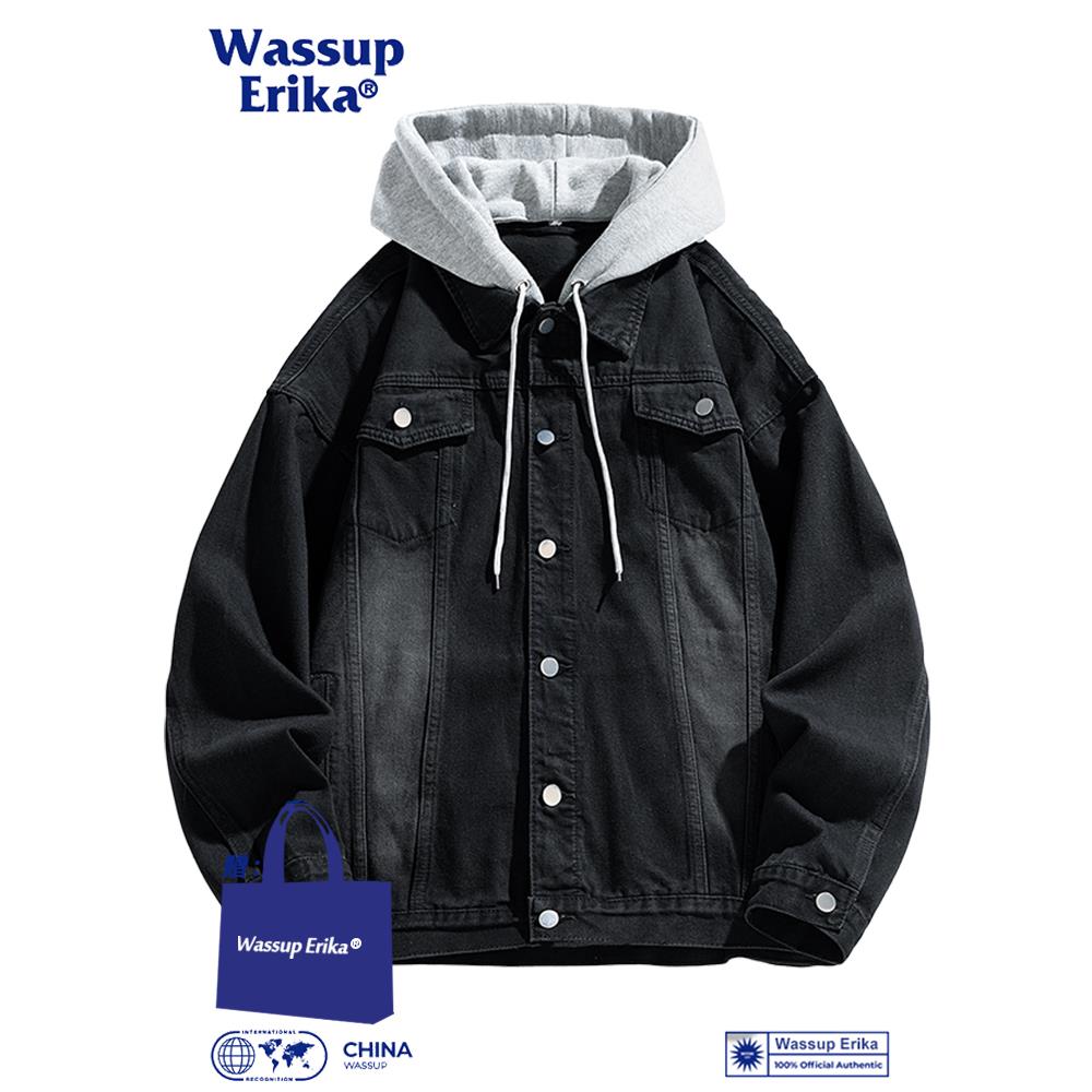 高街可拆卸帽牛仔外套男秋季休闲宽松秋装青少年夹克