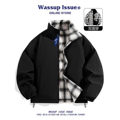 WASSUP ISSUE日系双面穿简约立领羽绒服男款秋冬季休闲保暖外套男