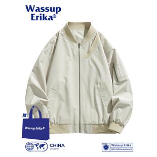 WASSUP ERIKA空军飞行服夹克男款春秋季美式高街情侣棒球服外套男