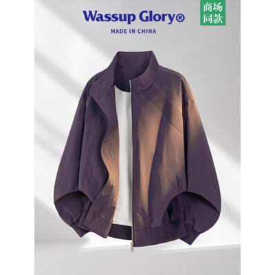 WASSUP GLORY美式复古夹克男款春季宽松休闲立领飞行员棒球服外套
