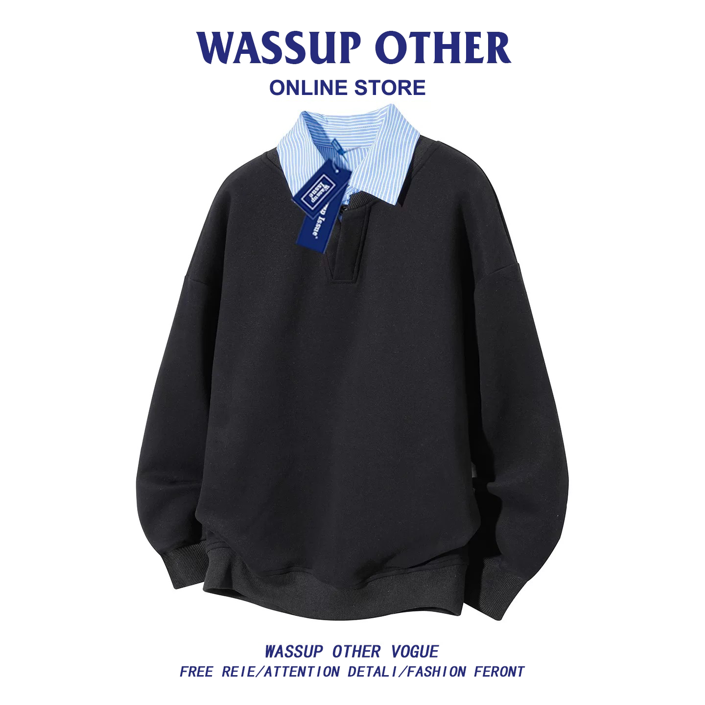 WASSUP OTHER美式潮流复古套头卫衣男款春秋季痞帅宽松休闲上衣男