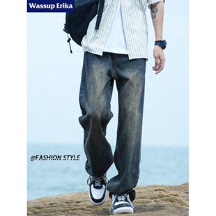 WASSUP ERIKA美式复古牛仔裤男款春季潮牌宽松直筒休闲高街裤子男