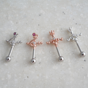 别致权杖十字架小巧立体耳骨耳蜗小耳朵钛钢螺丝钉韩国进口耳门钉