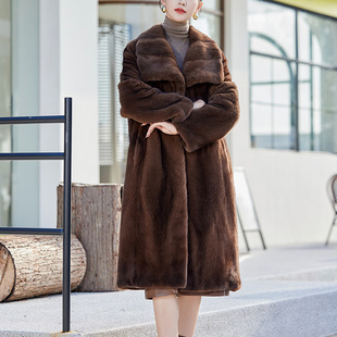 丹麦紫标皇冠天鹅绒水貂毛母貂整貂皮大衣长款 高端裘皮外套潮 大码