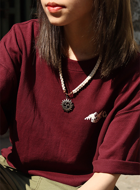 肥阿玛士多FIAMMA STORE日系民族风编织皮绳合金旋风吊坠长款项链