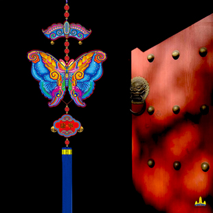 福人福地新年进户门上装饰挂件春节过年蝴蝶房间墙上挂饰创意喜庆