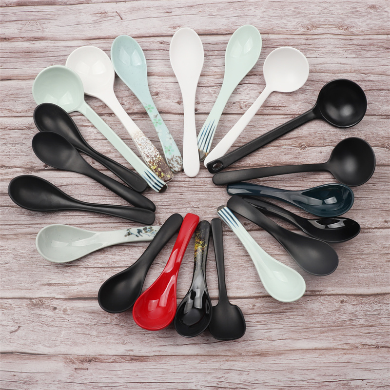三创仿瓷黑色磨砂美耐皿龟壳汤勺