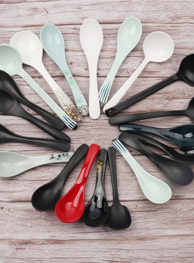 日式拉面勺子汤勺仿瓷黑色磨砂美耐皿汤勺味千拉面龟壳勺子