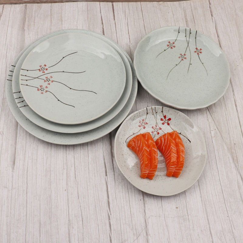 日式骨碟6寸10寸樱柳陶瓷浅盘饭盘餐盘料理餐厅酒店寿司陶瓷餐