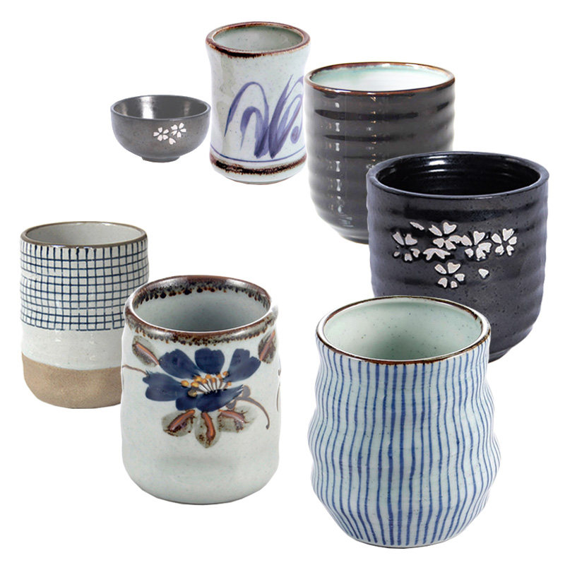 日式寿司杯水杯茶杯三分烧陶瓷黑色樱花杯子日韩料理餐厅餐具,餐饮具,茶杯,淘宝优惠券,粉丝福利购,淘宝优惠卷