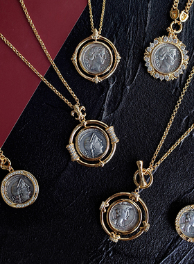 古罗马银币人像项链女精工925