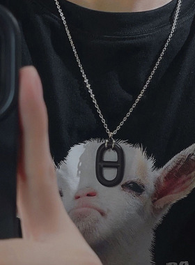 新款高级感轻奢小众猪鼻子项链男款中性冷淡风潮流嘻哈毛衣链长款