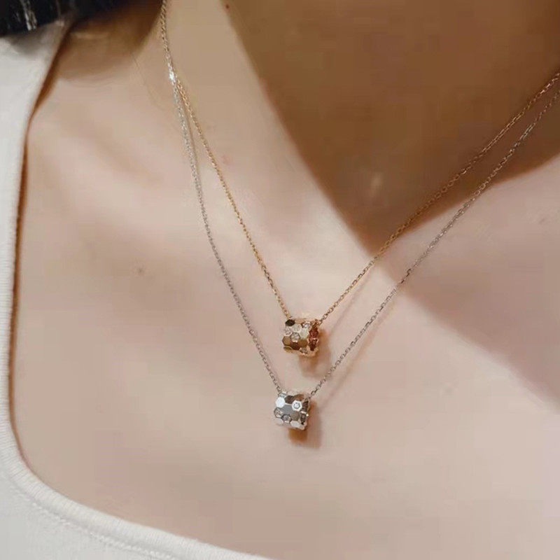 独特三环蜂巢项链女轻925银
