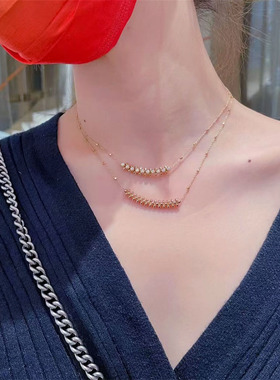 高端定制嘻哈个性设计感铆钉项链女朋克短款颈链玫瑰金镶钻锁骨链