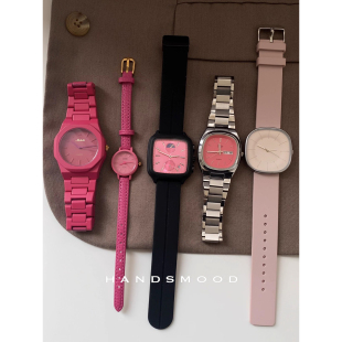 handsmood 百搭女士石英手表 小众设计甜酷高级感粉色系精致时尚