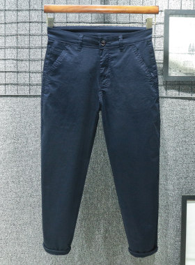 香港夏季薄款 纯棉宽松锥形九分休闲裤男2026新款小脚春宝蓝弹力