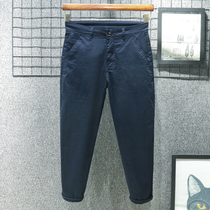 香港夏季薄款纯棉宽松锥形九分休闲裤男2026新款小脚春秋宝蓝弹力