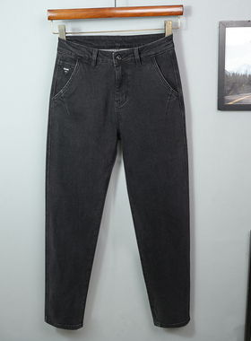 2025新款秋冬季黑灰色牛仔裤男士直筒休闲纯色春秋潮流弹力长裤