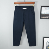 男宽松直筒高级深蓝春秋弹力宝蓝 纯棉高端九分休闲裤 2026新款 秋季