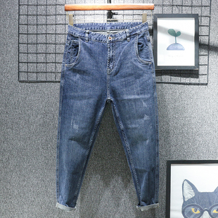 老爹裤 香港秋季 小脚直筒锥形春秋季 男士 子 高端宽松哈伦牛仔裤