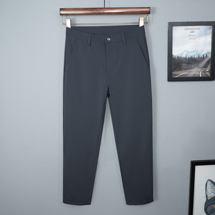 2025新款秋冬季九分休闲裤男士直筒高级加绒春秋高端弹力垂感深灰